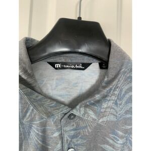 Travis Mathews Men's Golf Polo, SZ XL, Gray & Light Blue With Palm Tree Design